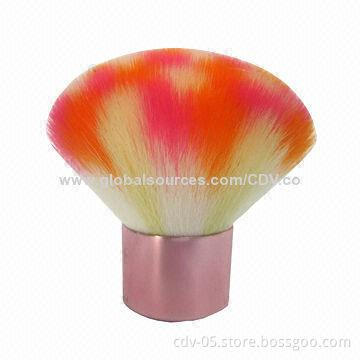 Kabuki makeup brushes, made of aluminum handle, with double-color synthetic hair